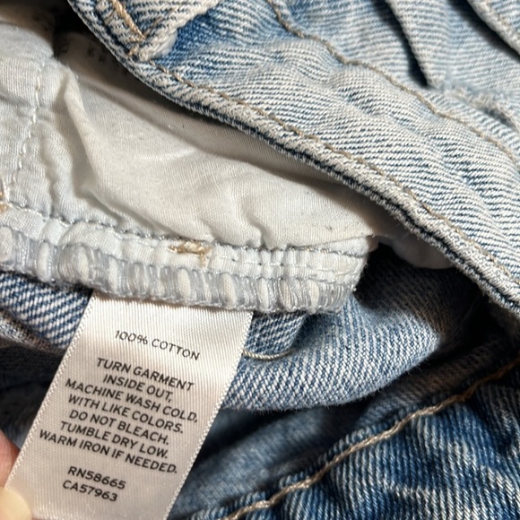 Bp Blue Distressed High Rise Cotton Jean Shorts - Picture 8 of 9